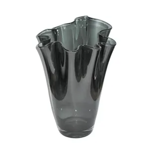 SIGNATURE HOME COLLECTION Glasvase mundgeblasen Dekovase Blumenvase grau, Glas, Rauchgrau, 21 x 21 x 30 cm, 1 Einheiten