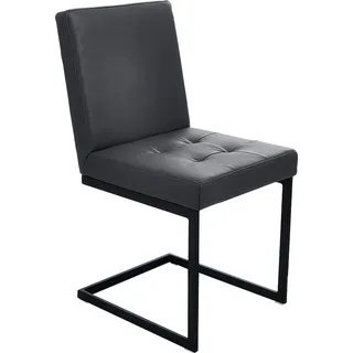 Esszimmerstuhl K+W KOMFORT & WOHNEN "Freischwinger", schwarz (schwarz 81), 1 Stk., Leder CASAY, Stühle, Esszimmerstuhl, Freischwingergestell aus Vierkantrohr schwarz, hoher Sitzkomfort