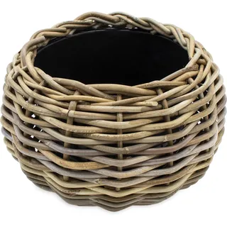 Spetebo Rattan Pflanztopf Mit Kunststoff Einsatz - 29 X 19 Cm - Garten Deko Blumenkorb Shabby Natur