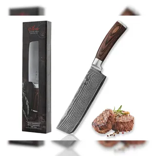 Wakoli EDIB Nakiri Messer 17,5 cm Damaststahl Pakkaholzgriff