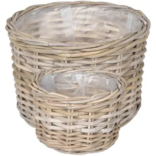 vidaXL Blumentopf Korb 2 pcs  Grau Komplettset