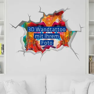 3D Optik WANDTATTOO 120x88 cm - selber gestalten - individuell - personalisiert mit Foto - Wunschtext - Dekoration Fensterfolie Wandaufkleber Kinderzimmer Wohnzimmer Schlafzimmer Küche Badezimmer