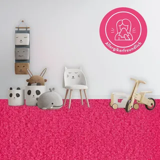 ANDIAMO Teppichboden "Velours Sina" Teppiche Uni Farben, Breite 400 cm, strapazierfähig, pflegeleicht, Wohnzimmer Gr. B/L: 400 cm x 300 cm, 9 mm, 1 St., pink Teppichboden