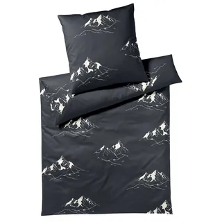 ELEGANTE Mountain Top Mako-Satin Grau 135 x 200 cm + 80 x 80 cm