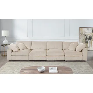 OTTO home 4-Sitzer Bennid, XXL-Modulsofa mit vielen individuellen Stellmöglichkeiten, Set 4 Teile, inklusive 2 großen & 2 kleinen Zierkissen im flauschigen Cord weiß