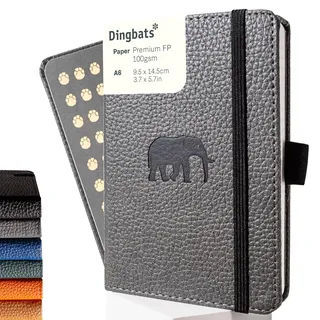 Dingbats* Tierwelt Kleines Notizbuch A6 Gepunktet, Hardcover PU Leder | Veganes Lederjournal zum Schreiben, für Arbeit & Reisen, Elastischer Verschluss, 9,5 x 14,5 cm, 192 Seiten, 100 g/m2 Papier