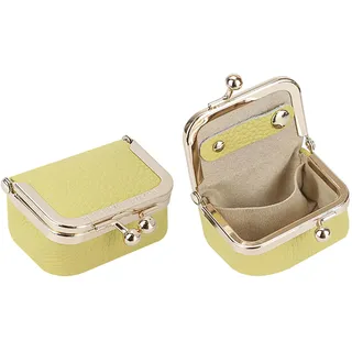 Royal Bagger Mini Schmuckkästchen aus echtem Leder für Damen, Tragbares Schmucketui mit Kiss-Lock-Verschluss, Kleine Schmuckaufbewahrung für Ringe, Ohrringe und Halsketten 1894 (Gelb)