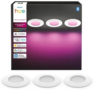 Hue Slim recessed spotlight 90 mm White - 3-pack