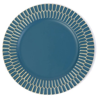INGE-GLAS® Dekoteller, Dekoteller Kunststoff mit geometrischem Rand 33cm petrol blau