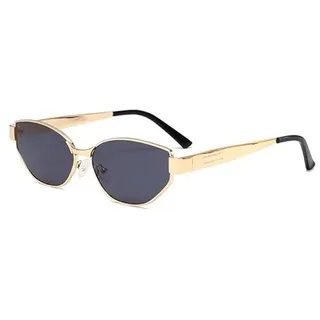 EJDHA Vintage Damensonnenbrille mit goldenem Metallrahmen, Cat-Eye-Sonnenbrille, dekorative Outdoor-Sonnenbrille, UV-Schutz - Einheitsgröße