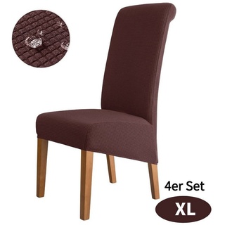 Sitzflächenhusse Universal Stuhlbezug Stretch Stuhl hussen Hochwertiger Stretchstoff, MULISOFT, Stretch-Stuhlhussen, abnehmbar, waschbar,4er-set braun