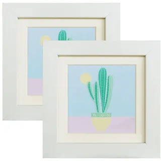 Bilderrahmen, quadratisch, MDF, 12,7 x 12,7 cm, mit Passepartout oder 12,7 x 12,7 cm ohne Passepartout, Weiß, 2 Stück, mit Acrylglas für Wandmontage und Schreibtischplatte