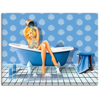 Artland Wandbild Das sexy blaue Badezimmer, Frau (1 St), als Leinwandbild, Poster, Wandaufkleber in verschied. Größen blau 40 cm x 30 cm