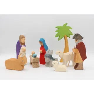 Holzspielwaren Ackermann Weihnachtskrippen-Set aus Holz – 11 Krippenfiguren, aus Schwäbischer Handarbeit (100% ökologisch)