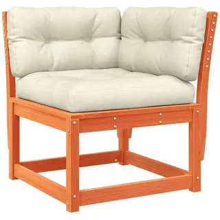 vidaXL Loungesofa Garten-Ecksofa mit Kissen Wachsbraun Massivholz Kiefer braun