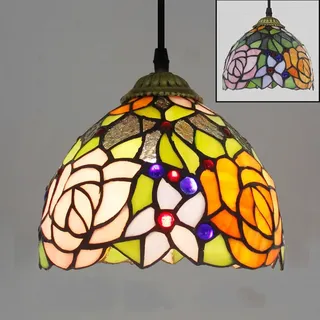 Mengjay Tiffany Pendelleuchte Deko Leuchte Vintage Glas Hängelampe Höheverstellbar Esstisch Esszimmer Küchenlampen Lampen Retro Pendellampe Wohnzimmerlampe Hängeleuchte Schlafzimmer Keller Loft Cafe