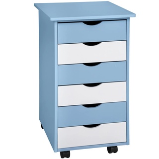 TecTake 800055 Rollcontainer mit Rollen und 6 Schubladen - diverse Farben - (Blau | Nr. 400925)