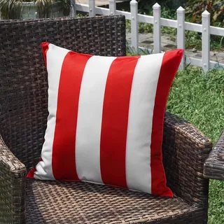 SK Studio 2 Stück Outdoor Kissen Wetterfest Wellen Gestreift Kissenbezug Sofakissen Dekorativ für Garten Sofa Wohnzimmer Bett Streifen Rot, 45x45cm