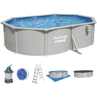 BESTWAY Hydrium Stahlwandpool Komplett-Set 500 x 366 x 122 cm inkl. Sandfilteranlage