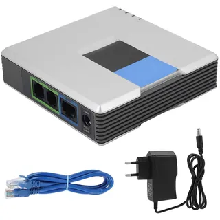 LICAEVEY VoIP Gateway 2 Ports SIP V2 Protocol Internet -Adapter mit SIP RJ45 -Netzwerkkabel für Pap2t (EU-Stecker)