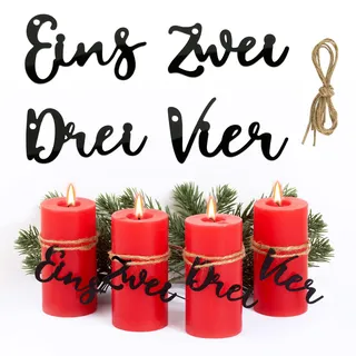 BETESSIN Adventskranz Zahlen 1-4 Adventszahlen Advent für Kerzen Zahlen 1 2 3 4 Schwarz Acryl Advent Kerzenhalter Adventskranz Zubehör Deko Kerzen Anhänger für Weihnachten Advent