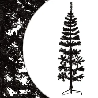 Sufrk Künstlicher Halb-Weihnachtsbaum Ständer Schlank Schwarz 150 cm Christbaum KüNstlich