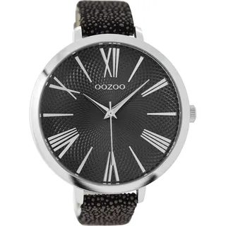 Oozoo Damenuhr mit Snake Look Lederband XXL 48 MM Schwarz/Schwarz Braun C9173