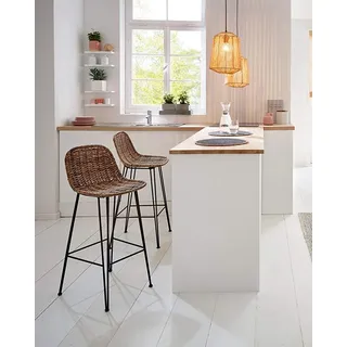 Dekoleidenschaft Rattan Barstuhl Modern Life 67 cm Grau