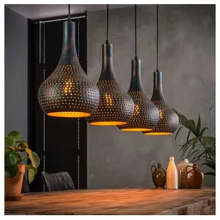 famlights Pendelleuchte famlights, Pendelleuchte Nela aus Metall in Schwarz 4xE27 schwarz