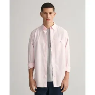 Gant für Herren. 3000100 Rosa Popeline-Hemd mit normaler Passform (L), Lässig, Baumwolle, Klassisch, Langarm