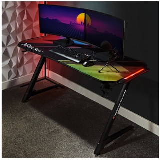 X Rocker Schreibtisch Jaguar Aluminium Gaming Tisch mit sound-reaktiver RGB-Beleuchtung schwarz