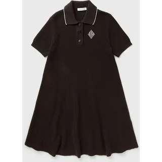 Badge Accent Cotton Polo Dress - brown - L