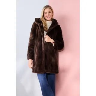 Betty Barclay Plüschjacke mit Kapuze in Dunkelbraun | Gr.: 48
