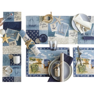 sander table + home Tischdecke Tischband "Sailor Patch" (1-tlg), Gobelin Motiv blau