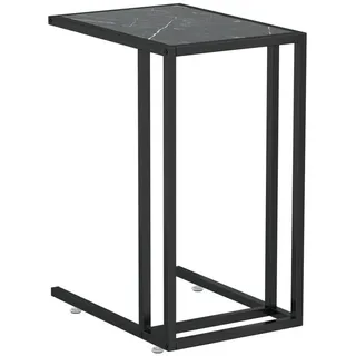 furnicato Beistelltisch Computer-Schwarz Marmor 50x35x65 cm Hartglas (1-St) schwarz