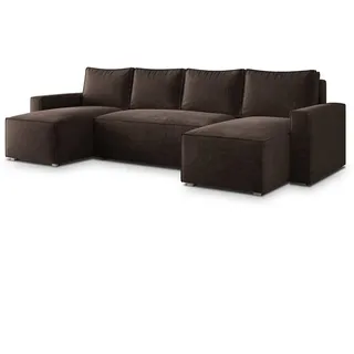 masseno Eckcouch ASPRA Polyester 3-Sitzer Braun