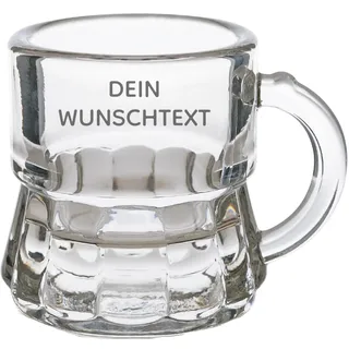 PartyMagix Schnapsglas mit Henkel personalisiert – Shotglas 2cl mit Wunschtext – Pinnchen aus Glas graviert – individuelles Schnaps Glas mit Namen – personalisierte Shotgläser für Party, JGA, Geschenk