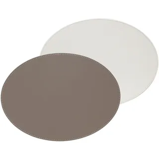 Freeform Platzset, oval, Taupe/Weiß