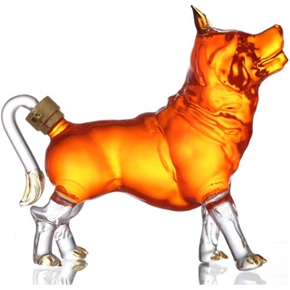 Whisky Karaffe Hund Whiskey Dekanter, Glas Zodiac Animal Figur Liquor Decanter Transparentes Glas 1000ml/33.8oz Weindekanter für Scotch Rumtequila für Männer