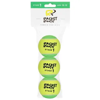 Racket Roots Tennisball RR Stage 1 - 3 Tennisbälle - Play and Stay Ball - (3er Beutel) gelb