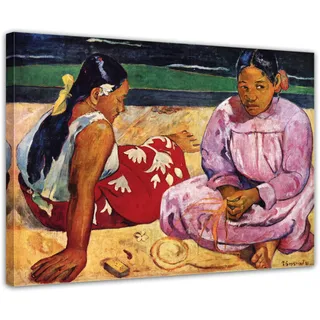 Bilderdepot24 Bild auf Leinwand | Paul Gauguin Frauen am Strand in 70x50 cm als Wandbild | Wand-deko Dekoration Wohnung alte Meister | 180254-70x50