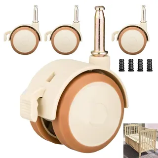 4Pcs Lenkrollen Gummirollen für Kindermöbel 360° Drehung Leise Bremsen für Babybett Esszimmerstühle