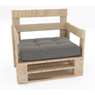 Lermowood Palettenmöbel Mpe Sessel 80 x 60 cm Natur | Europaletten Indoor und Outdoor Lounge Gartenmöbel Holz Gartenmöbel Set Lounge Möbel Terrasse Balkon Loft Stil Paletten