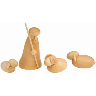 Seiffener Volkskunst Schalling | Krippenfiguren Krippenschmuck Weihnachtsfiguren | Tradition aus dem Erzgebirge | Hirtengruppe 4-TLG 12 cm