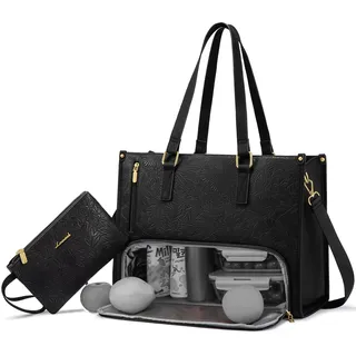 LOVEVOOK Laptoptasche Damen mit Isolierted Lunch-Fach, Laptop Handtasche