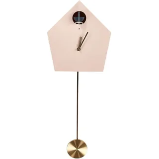 Kuckucksuhr Rosa 24 x 63 cm mit Goldenen Details Ohne Ziffern Modernes Design Wanduhr Wanddeko Accessoires für Wohnzimmer Kinderzimmer