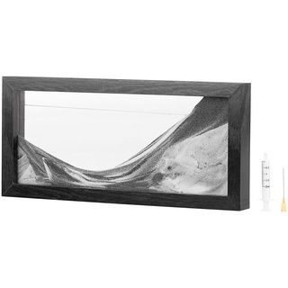 Schwarz-Weiß-Sandbild mit Holzrahmen, 35 x 16 cm