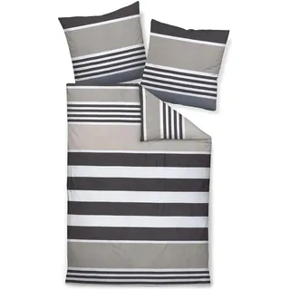 JANINE Davos Gestreift Braun/Grau 200 x 220 cm + 2 x 80 x 80 cm