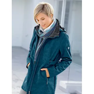 Softshelljacke CASUAL LOOKS, Damen, Gr. 44, blau (petrol, meliert), 94% Polyester, 6% Elasthan, unifarben, figurumspielend, Jacken Softshelljacke