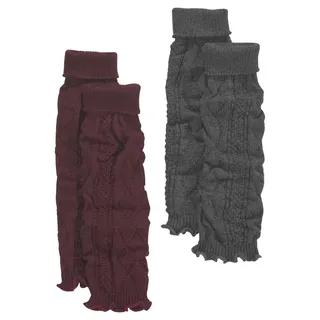 LAVANA Stulpensocken Damen 1x weinrot, 1x anthrazit meliert Gr.